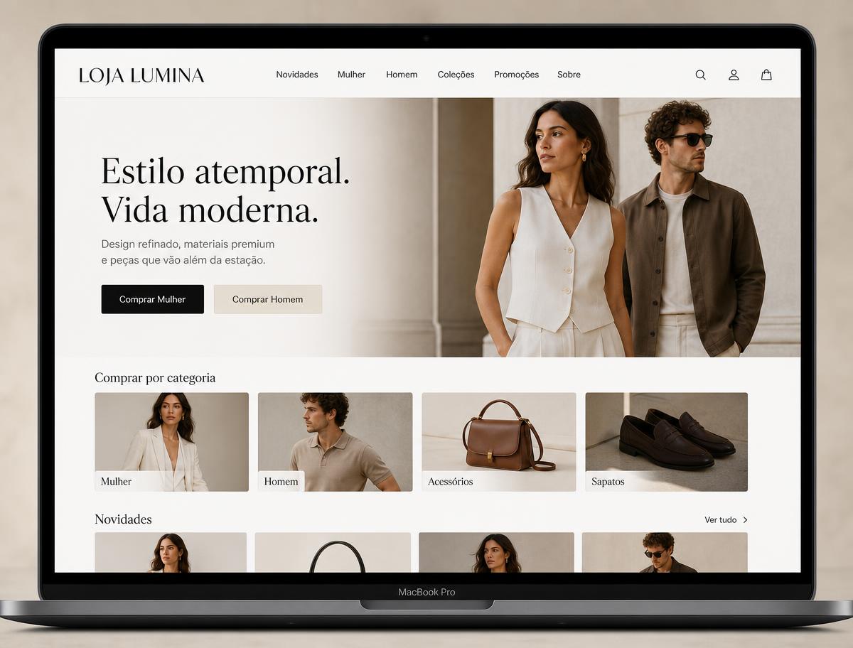 Mockup do projeto Loja Lumina — E-commerce