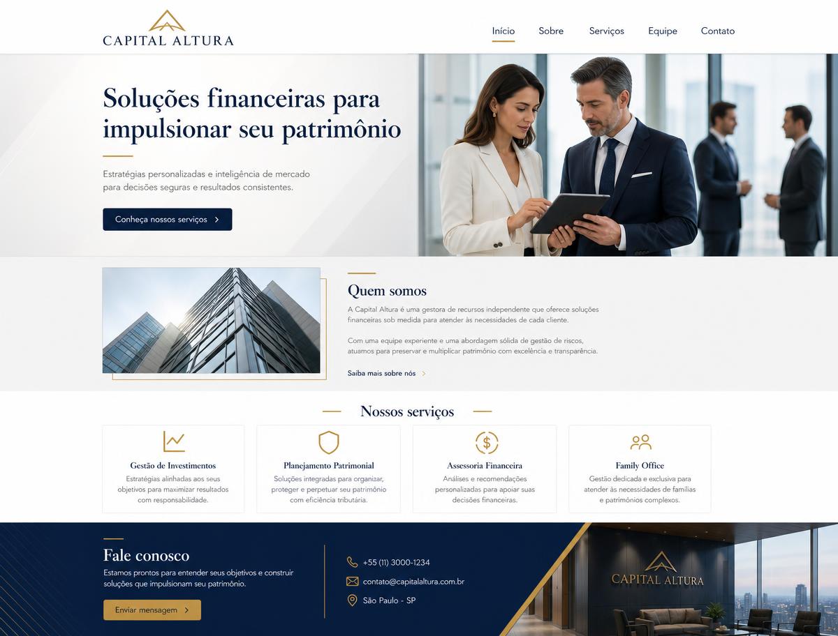 Mockup do projeto Capital Altura — Site institucional