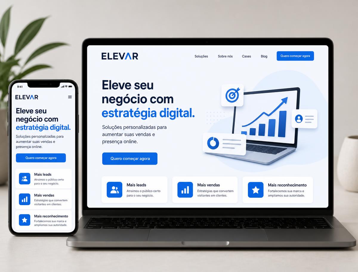 Mockup do projeto Elevar — Landing page